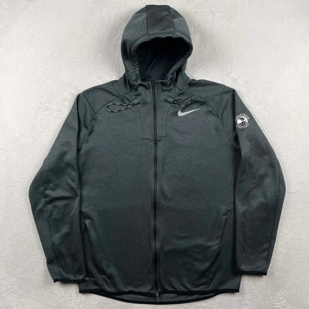 Nike Hoodie Jacket Mens Large Gray Therma Pebble Beach Golf Links Dri-Fit